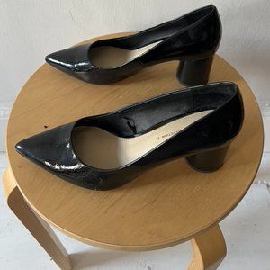 Zara Black Shiny Pointy-toed Heels